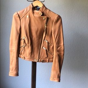 Moda International Brown Leather Moto Jacket